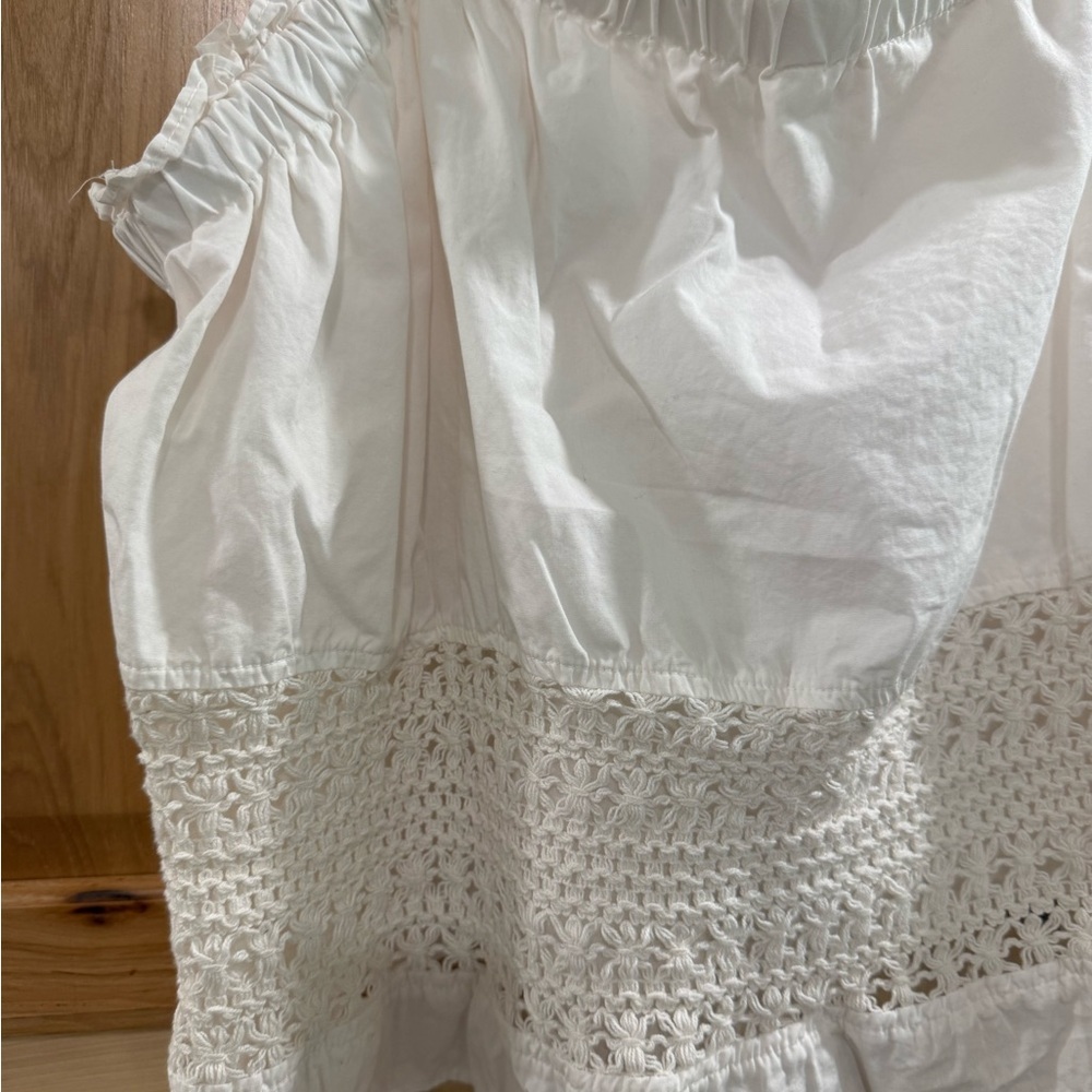 CeCe White Smocked Open Knit Accent Ruffled Crop Camisole Size XL - Picture 4 of 11